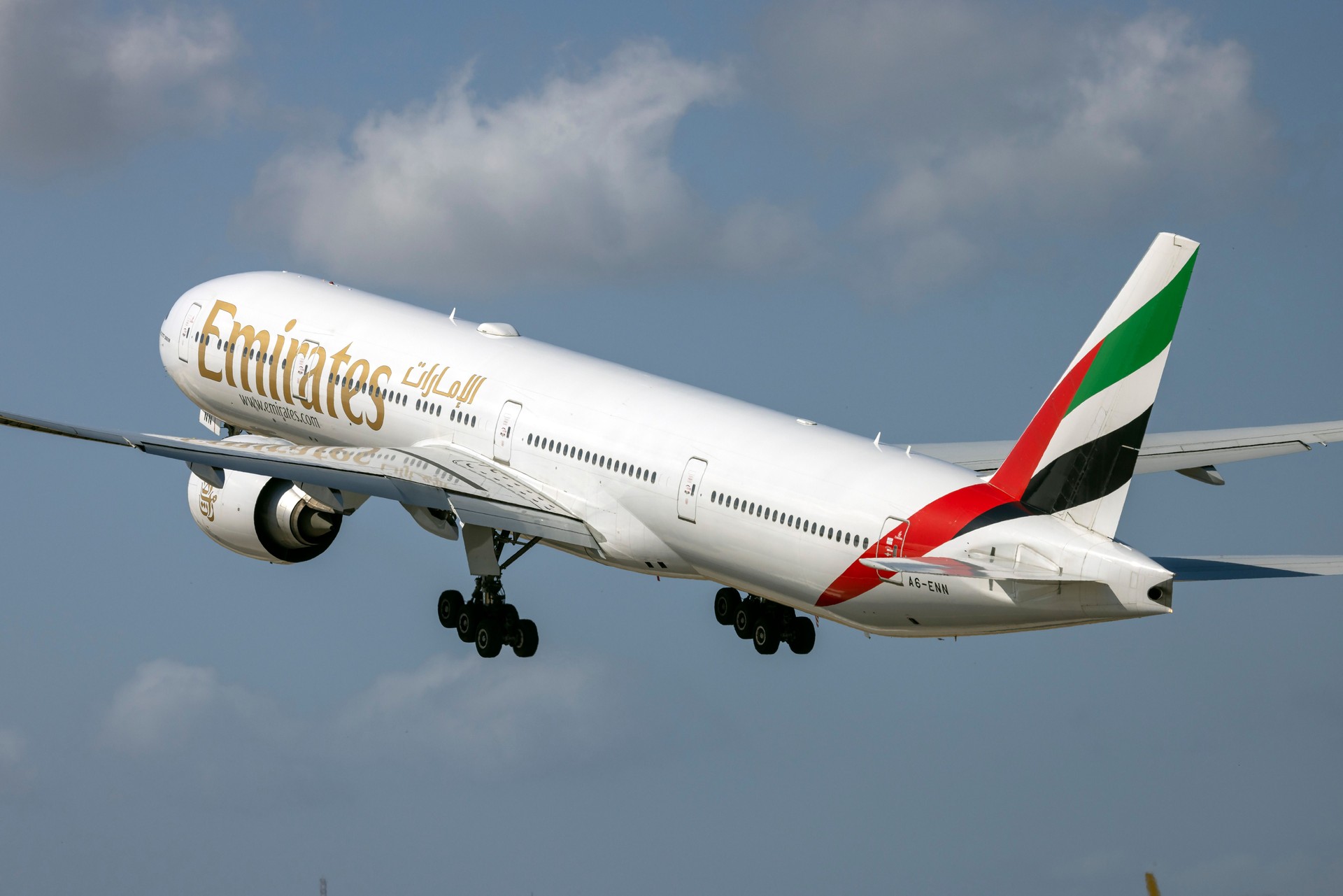 Emirates 777 taking off