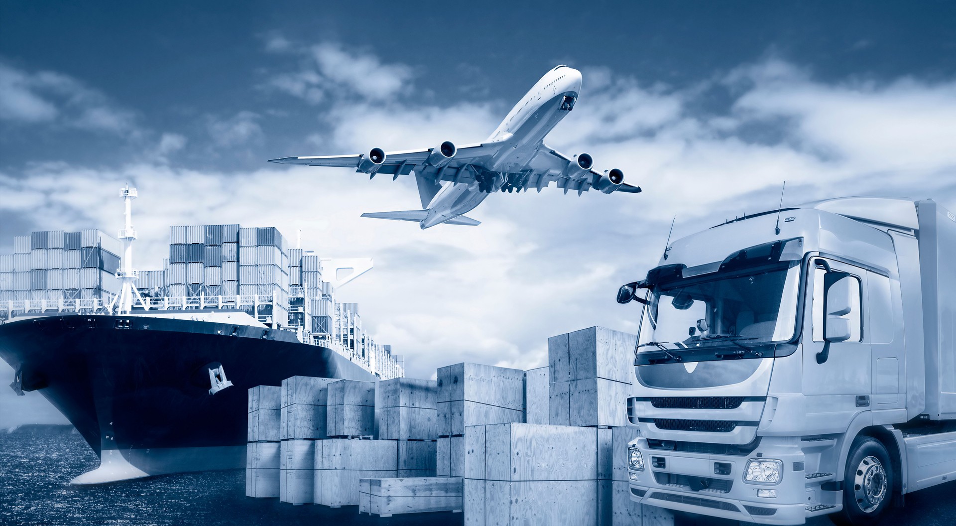 Transport by truck, plane and ship