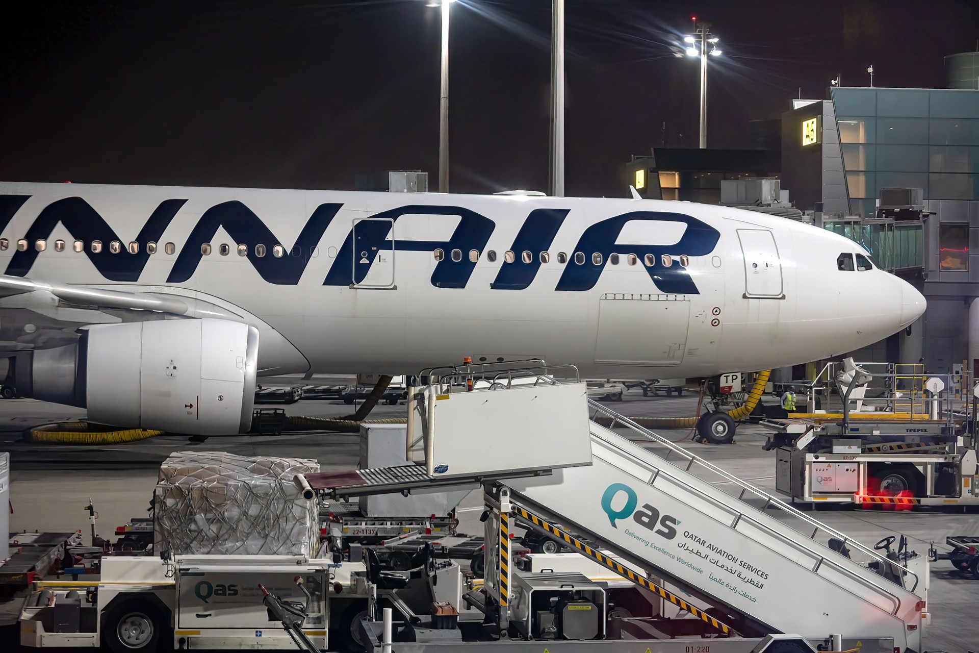 Aircraft of FINN AIR at Hamad international Airport